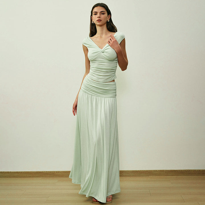 Women's long sleeve maxi dress with draped details StylebySassy
