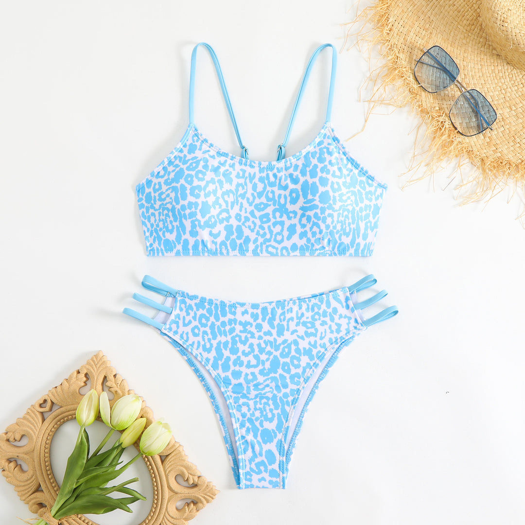 Women's bikini set with creative leopard pattern and adjustable straps StylebySassy