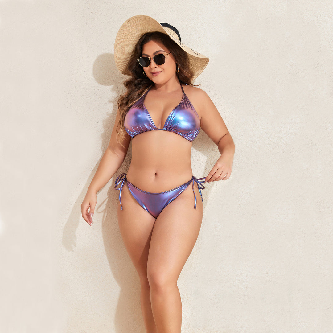 Women's Triangle Bikini with Shimmering Design StylebySassy