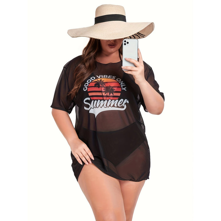 Women's Transparent Beach Blouse with Summer Print StylebySassy