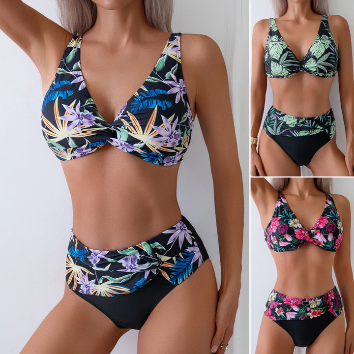 Women's High-Waisted Bikini Set with Fashionable Floral Pattern StylebySassy
