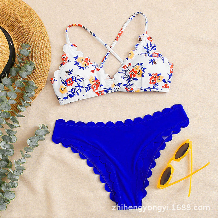Women's bikini set with floral top and high-waisted bottom StylebySassy