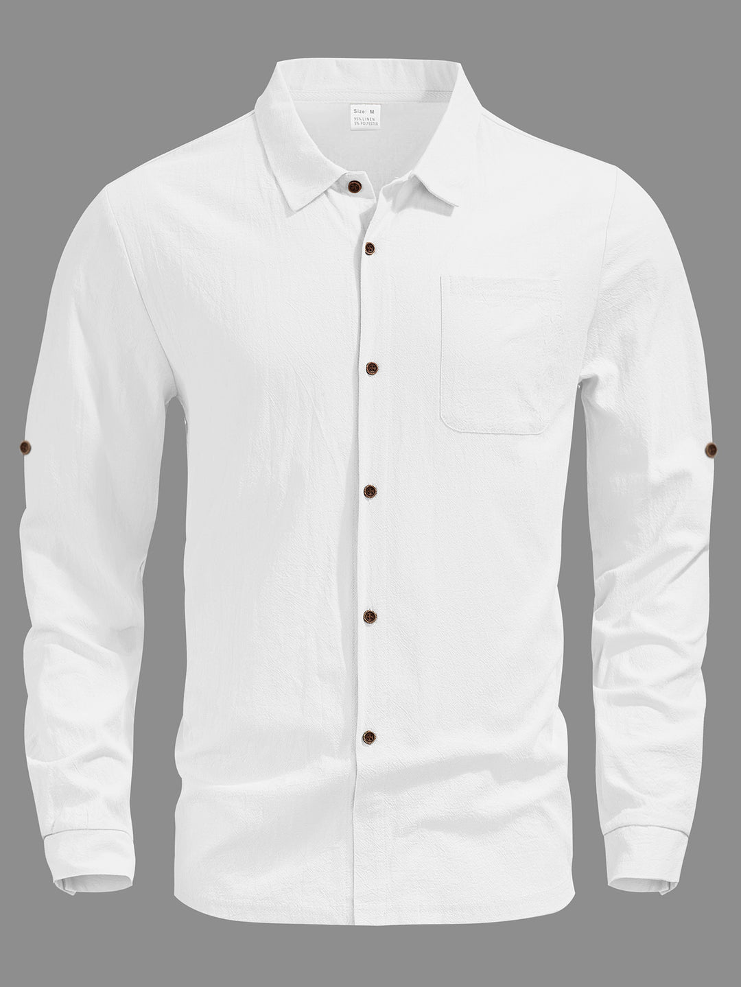 Men's casual long-sleeve shirt with Kent collar, chest pocket, and sleeve strap StylebySassy