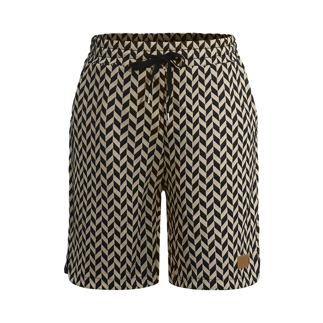 Women's Jacquard Shorts with elastic comfort waistband, drawstring and herringbone pattern StylebySassy
