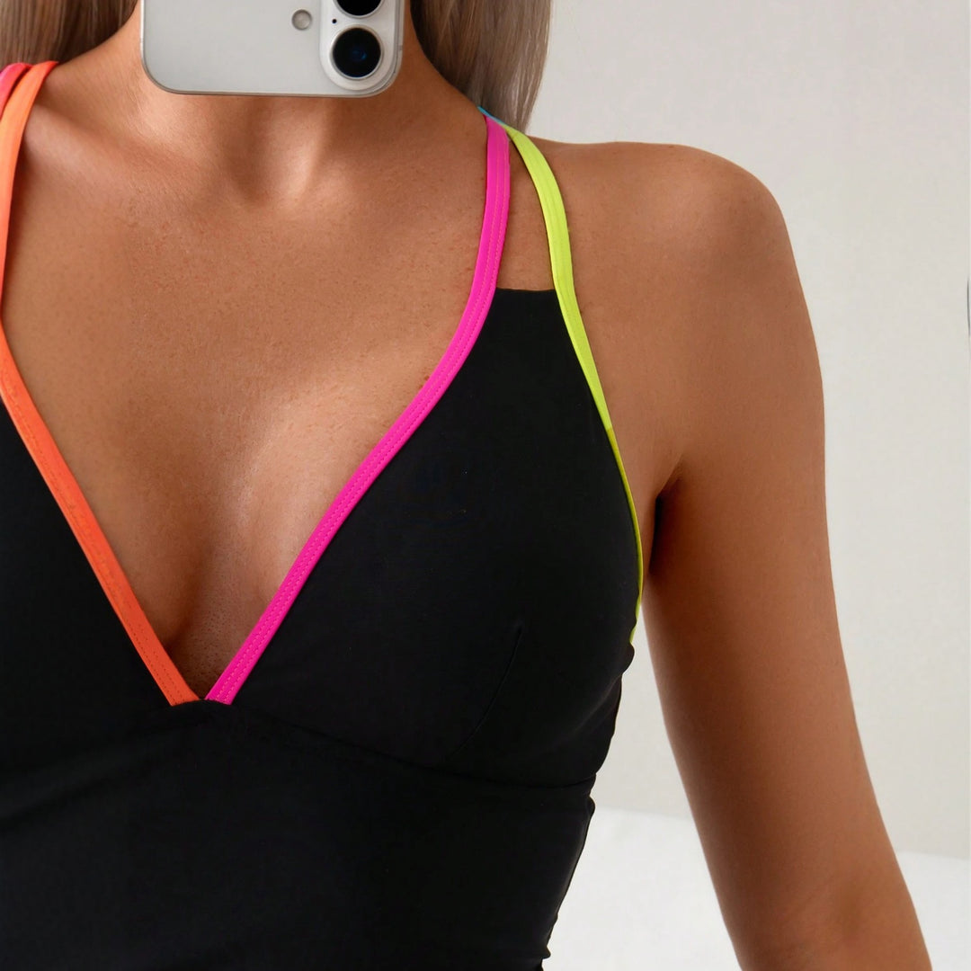 Women's Sporty Jumpsuit with Colorful Straps StylebySassy