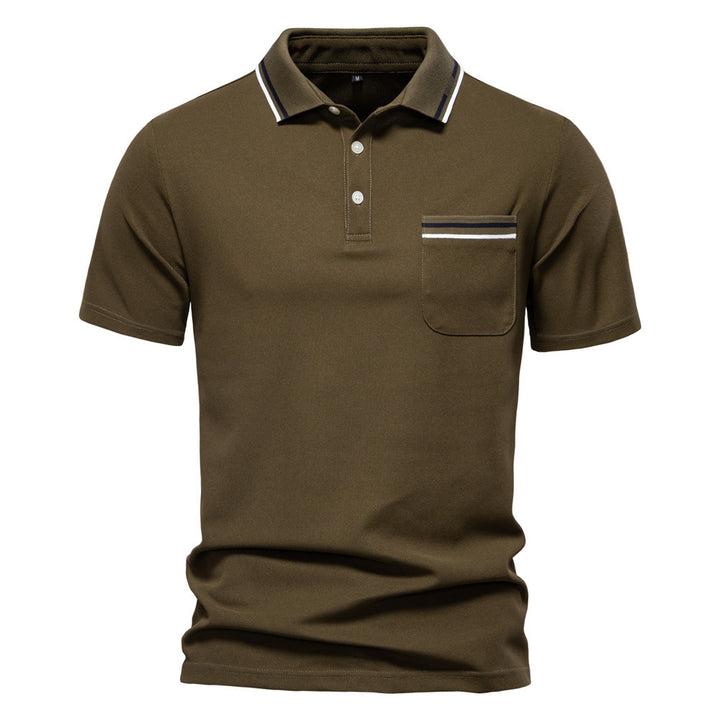 Men's modern polo shirt with patch chest pocket and contrasting trim on the polo collar StylebySassy