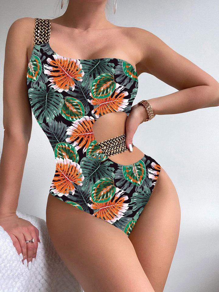 Women One-Piece Designer Swimsuit with Asymmetrical Cut and Fashionable Straps StylebySassy