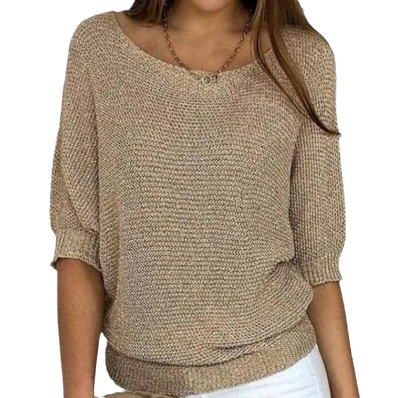 Women's Batwing Sleeve Sweater with Textured Pattern
