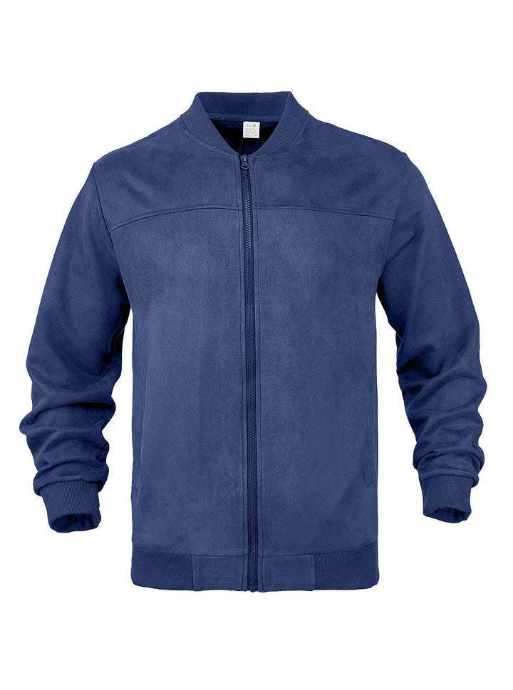Men's suede bomber jacket with elastic ribbed cuffs StylebySassy