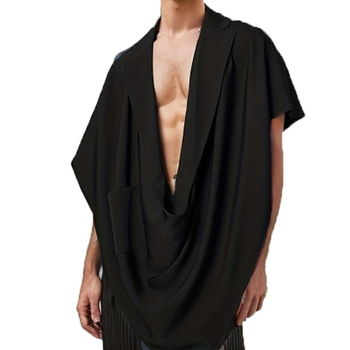 Women's Cape Blazer with shawl collar, open front, patch pocket, and pointed hem StylebySassy