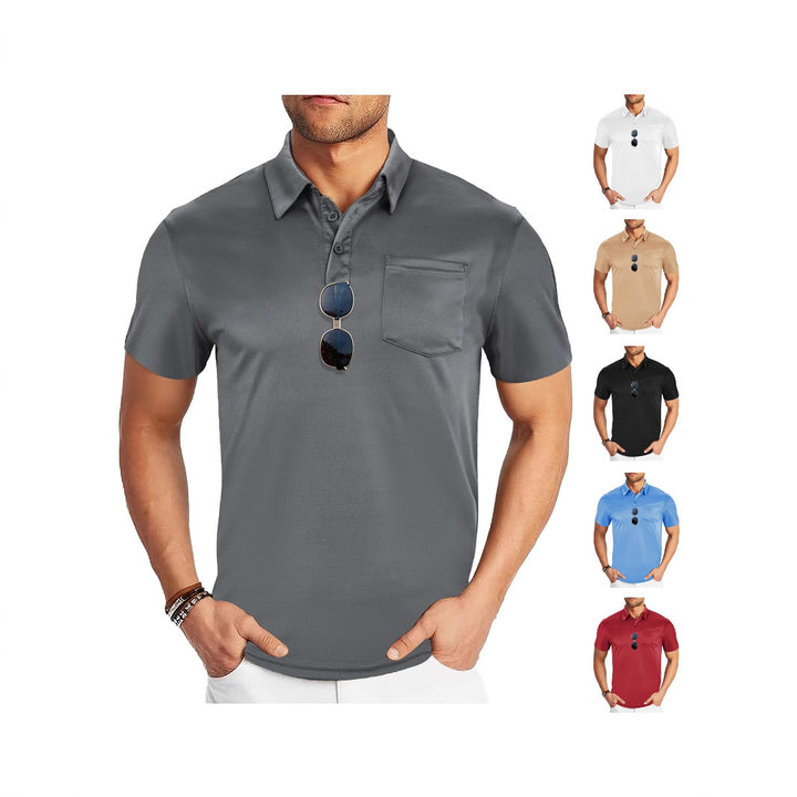Men's functional polo shirt with chest pocket and breathable mesh structure StylebySassy