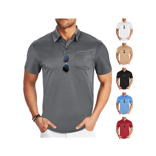 Men's functional polo shirt with chest pocket and breathable mesh structure StylebySassy