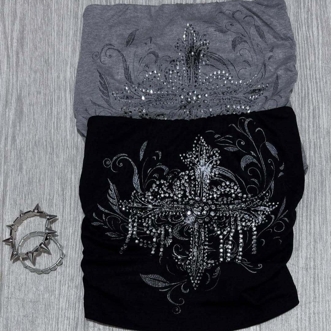 Women off-shoulder top with elegant rhinestone decoration StylebySassy