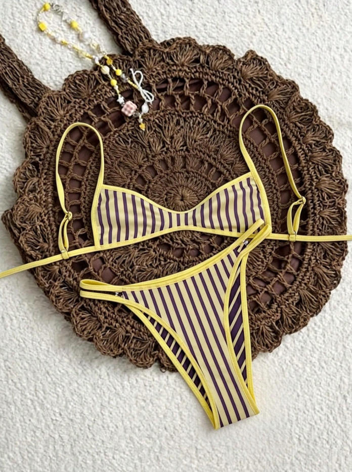 Women's Two Piece Bikini with Elegant Stripe Pattern StylebySassy