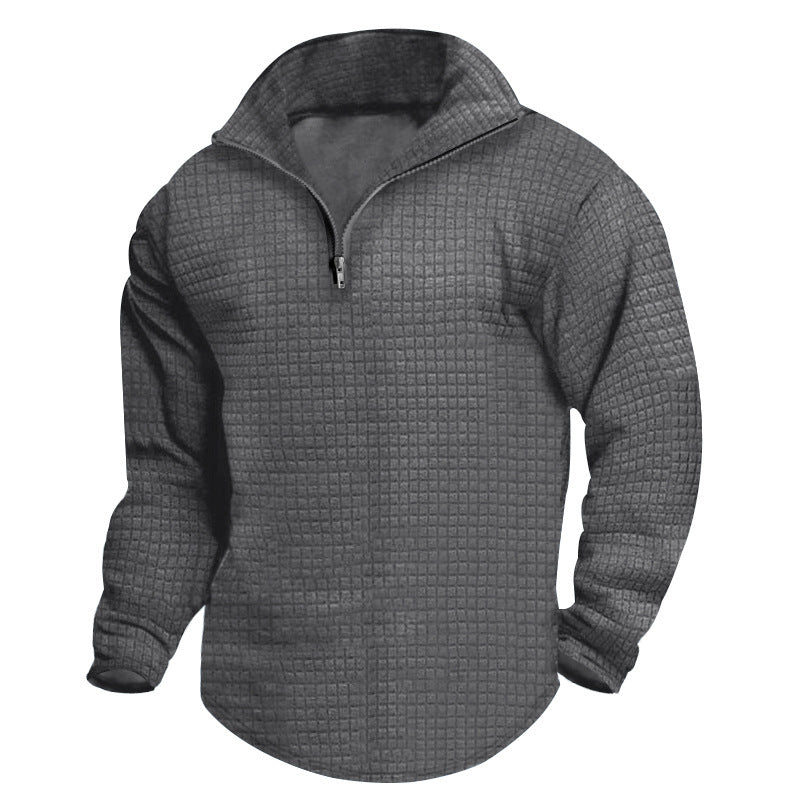 Men's padded thermal half-zip with waffle texture, brushed lining, and rounded hem StylebySassy
