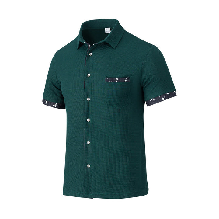 Men's structured short-sleeve shirt with chest pocket and contrast trim StylebySassy