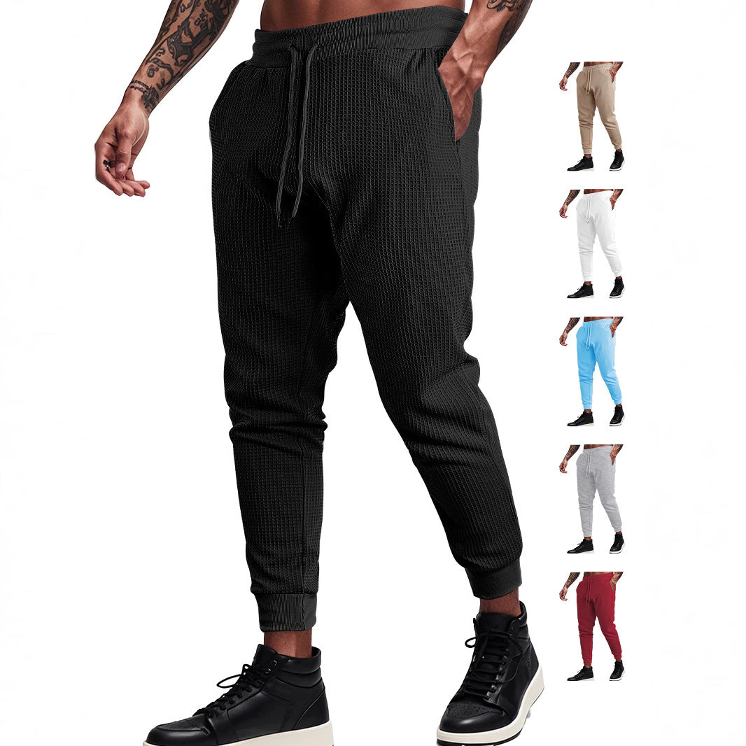 Men's fine-structured jersey lounge pants tapered cut with drawstring waistband and ribbed leg openings StylebySassy