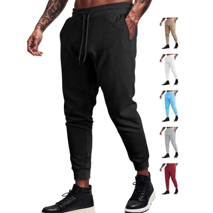 Men's fine-structured jersey lounge pants tapered cut with drawstring waistband and ribbed leg openings StylebySassy