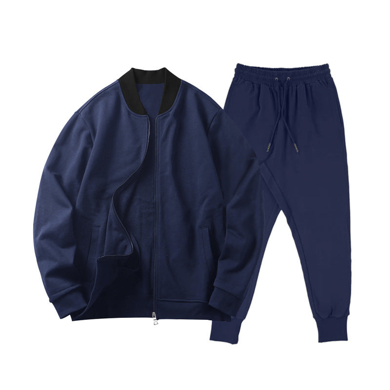 Men's casually cut sweat set with zip bomber jacket and tapered jogging pants made of soft cotton fleece StylebySassy