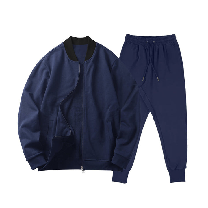 Men's casually cut sweat set with zip bomber jacket and tapered jogging pants made of soft cotton fleece StylebySassy