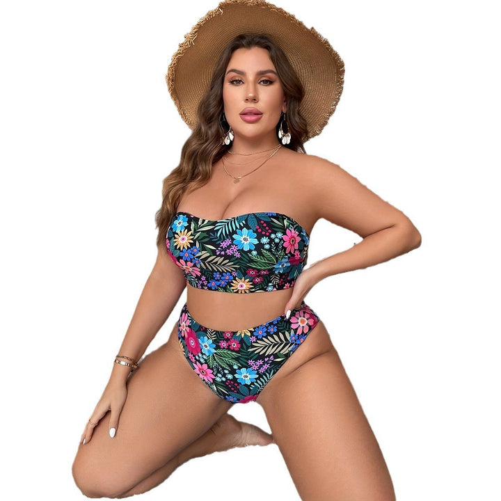 Women's bandeau bikini with floral design and high-waisted cut StylebySassy