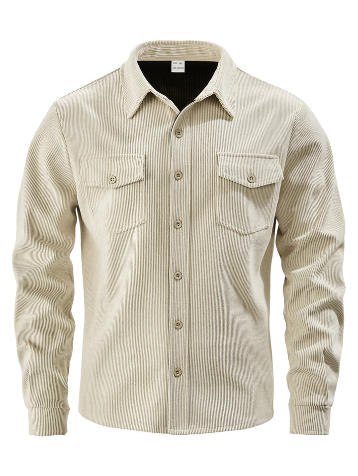 Men's cord jacket in the classic work jacket style with snap buttons and chest pockets StylebySassy