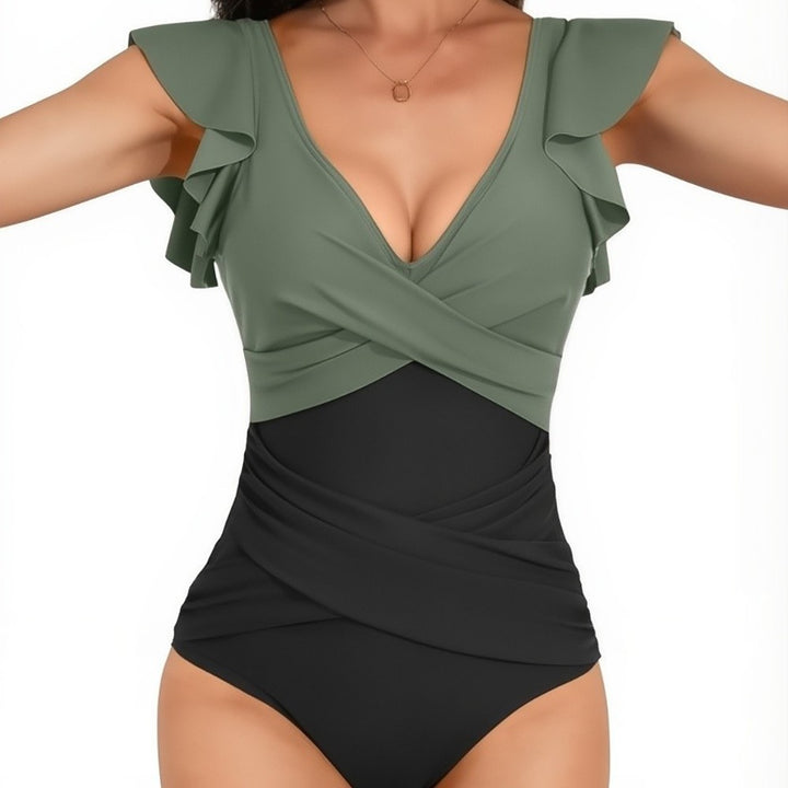 Women's one-piece swimsuit with ruffle elements StylebySassy