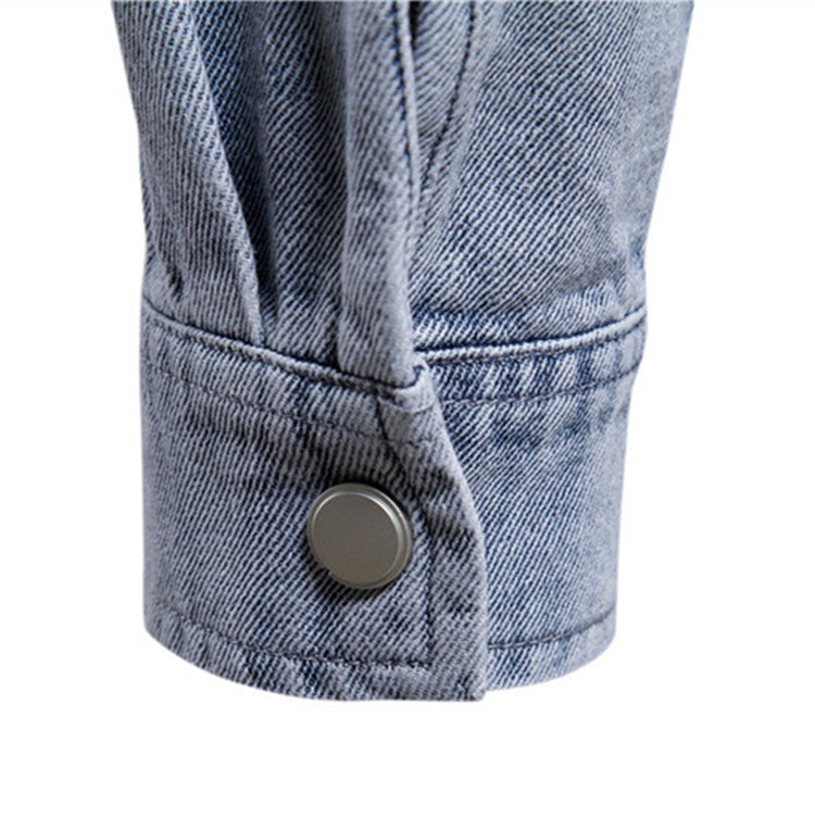 Men's casual jeans overshirt with snap button placket, patch chest pockets, and classic shirt collar StylebySassy