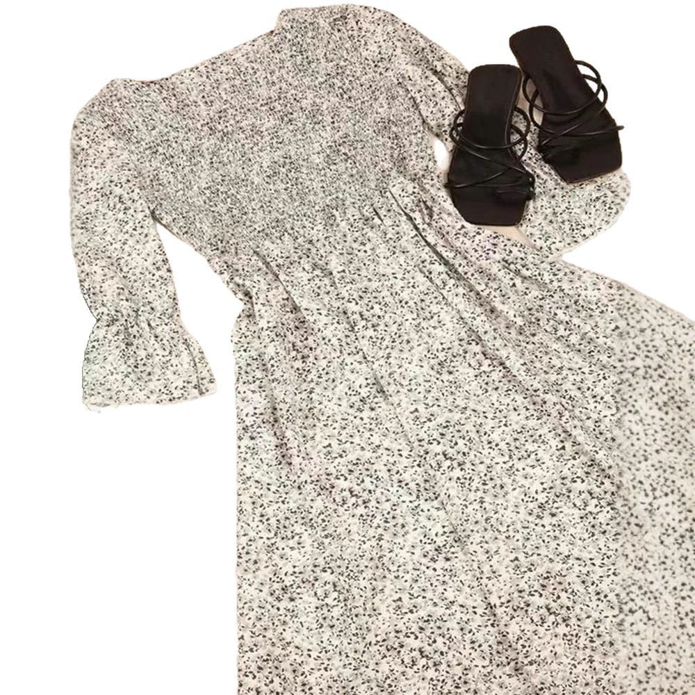Women nan locker falling babydoll midi dress with gathered under bust, dropped three-quarter sleeves and fine floral print StylebySassy