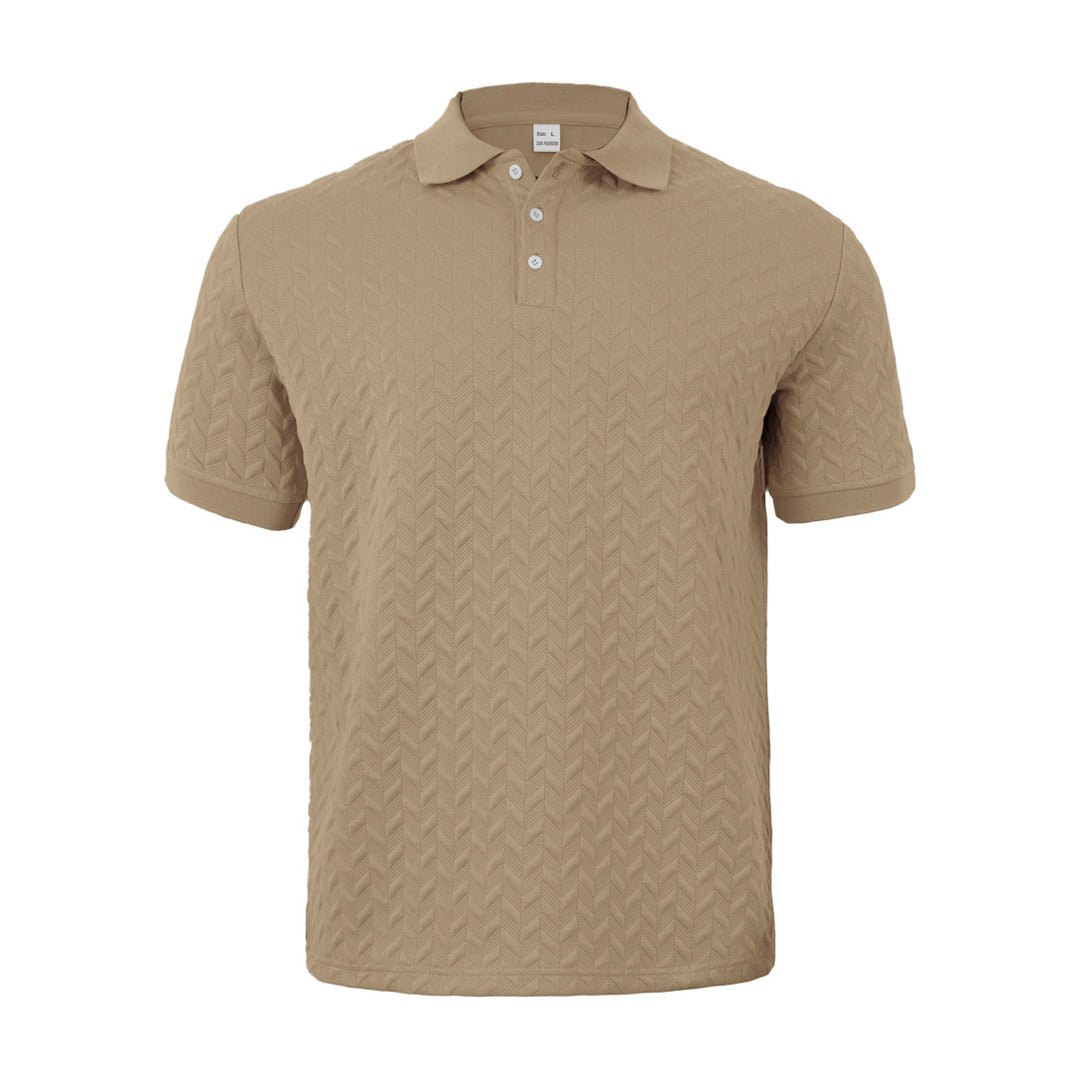 Men's finely woven polo shirt with chevron relief structure and short button placket StylebySassy