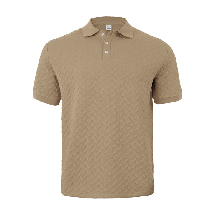 Men's finely woven polo shirt with chevron relief structure and short button placket StylebySassy
