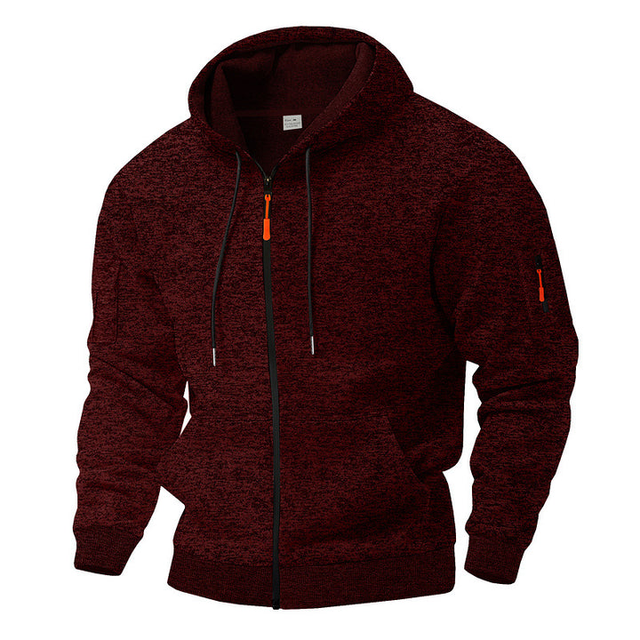 Men's casual hoodie jacket with full zipper and arm pocket StylebySassy