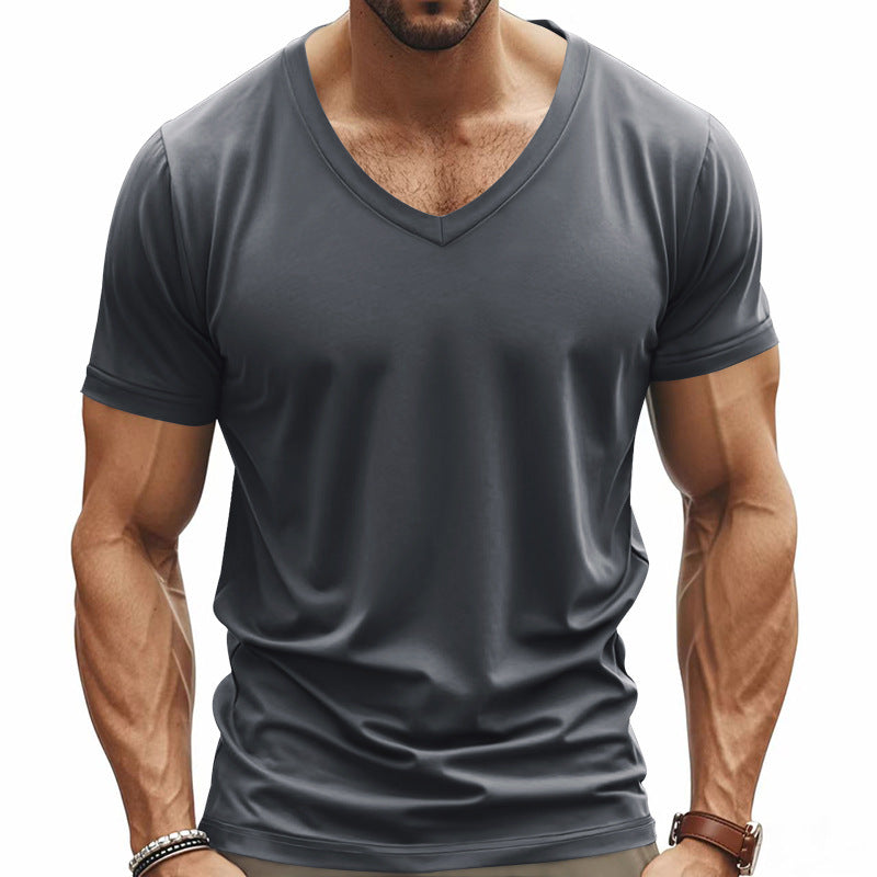 Men's V-neck functional shirt made of lightweight interlock with a fitted cut StylebySassy