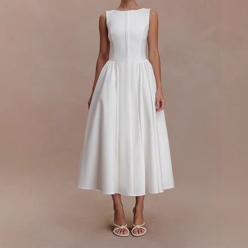 Women Elegant Midi Dress with Feminine A-Line Skirt StylebySassy