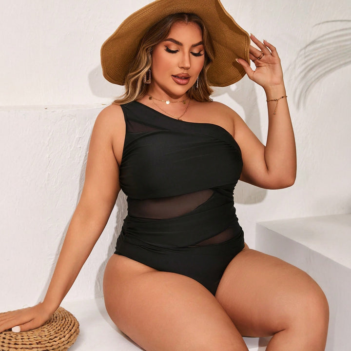 Women One-Sided Swimsuit with Sophisticated Mesh Elements StylebySassy