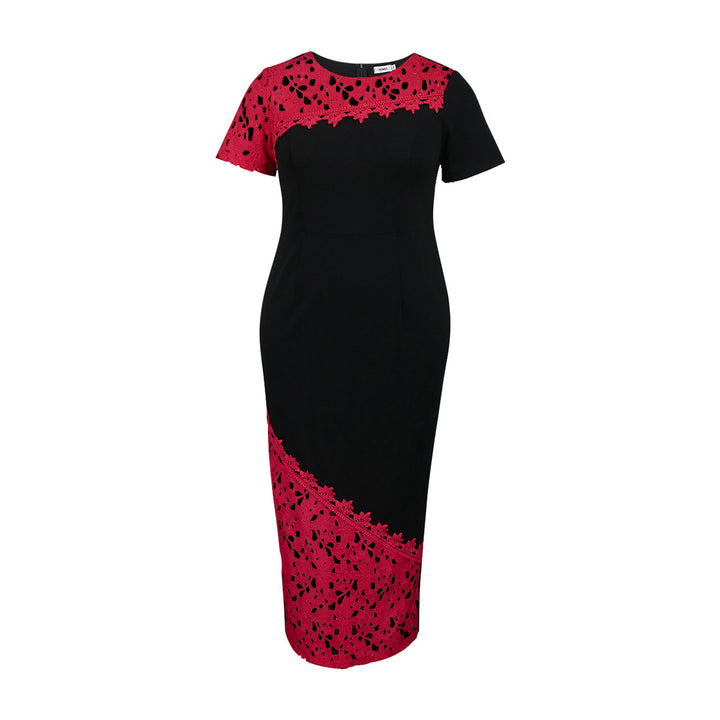 Ladies Elegant Dress with Lace Accents and Figure-Hugging Cut StylebySassy