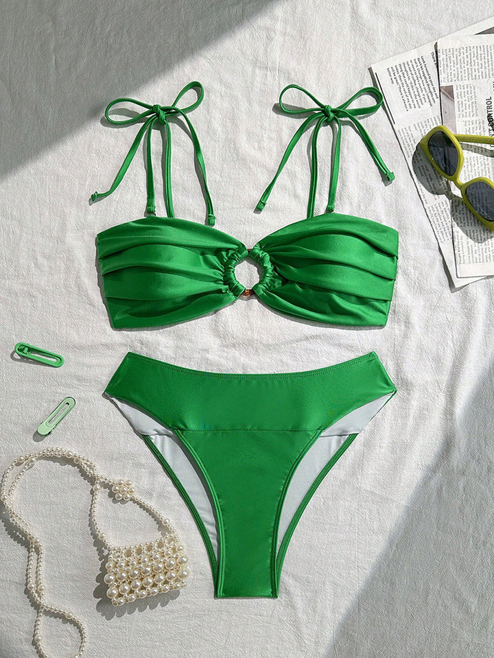 Women Elegant Triangle Bikini Set with Ruffle Details StylebySassy