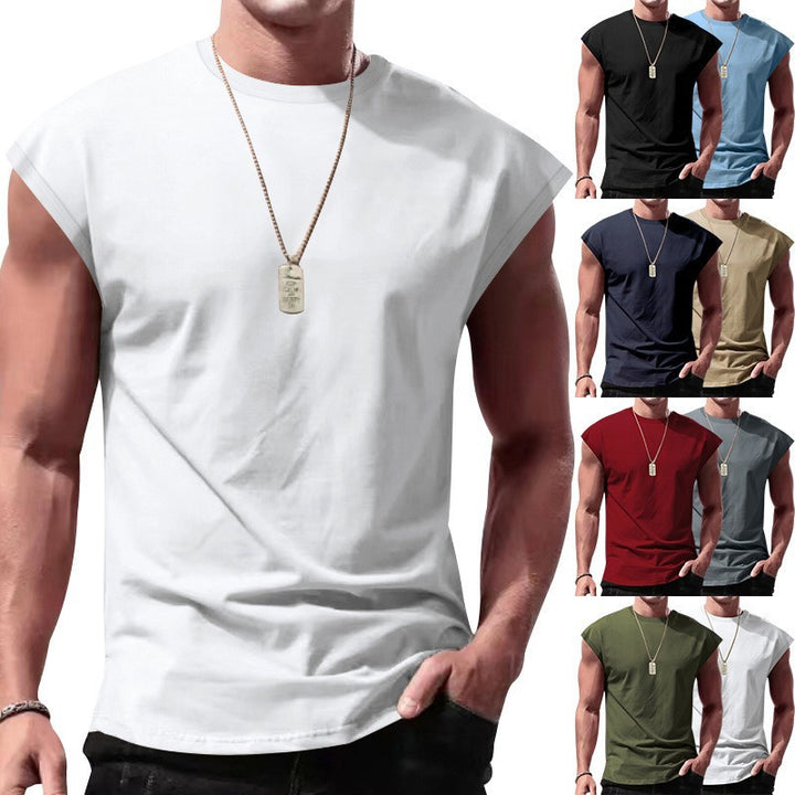 Men's fitted sleeveless muscle shirt made of cotton blend with wide shoulder sections StylebySassy