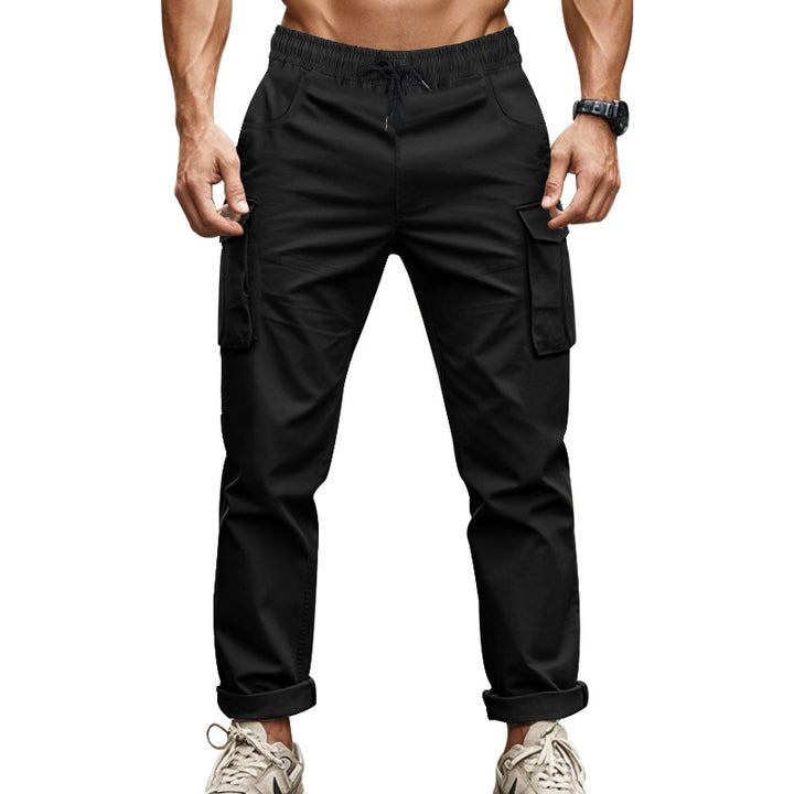 Men's urban cargo chinos in jogging style with elastic drawstring waistband and multifunctional pockets StylebySassy
