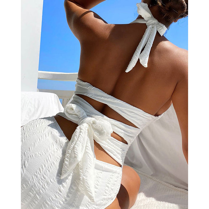 Women One-Piece Swimsuit with Elegant V-Neck and Structured Fabric StylebySassy