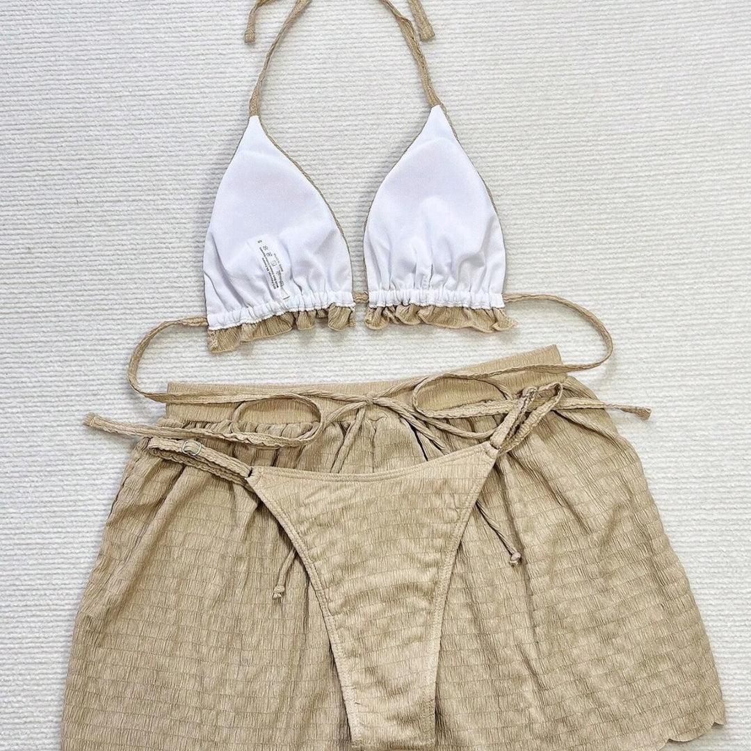 Women Triangle Bikini Set with Casual Shorts StylebySassy