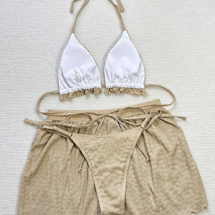 Women Triangle Bikini Set with Casual Shorts StylebySassy