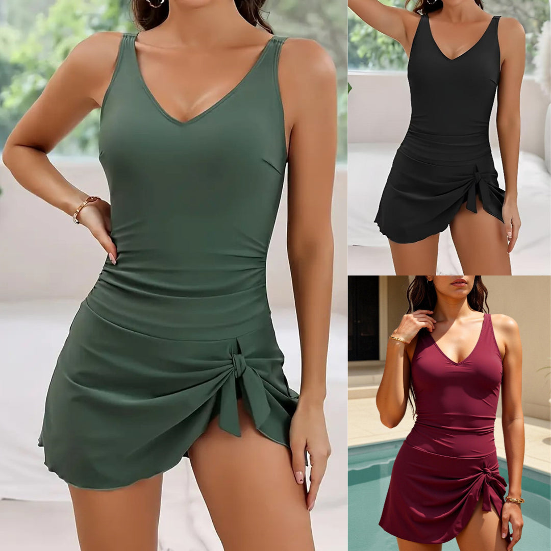 Women Elegant Swim Set with Wrap Skirt StylebySassy