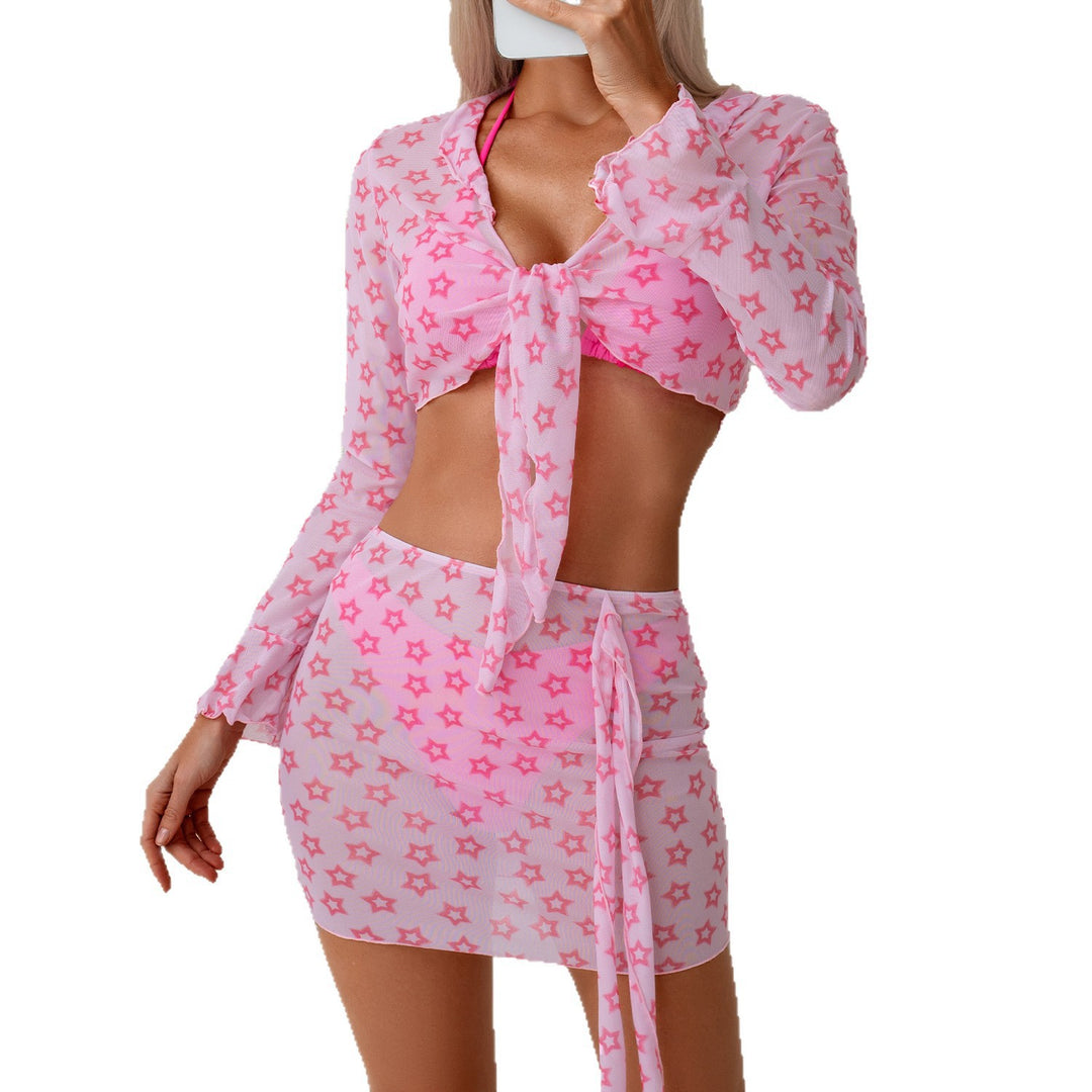 Women's Beach Dress with Sheer Star Pattern StylebySassy