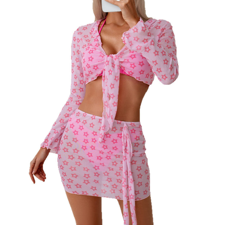Women's Beach Dress with Sheer Star Pattern StylebySassy