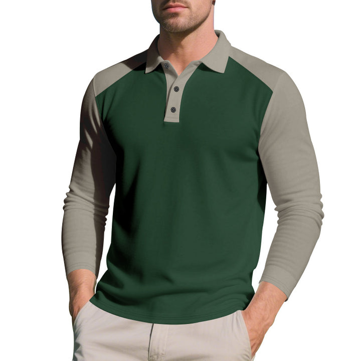 Men's long-sleeved raglan polo made of functional jersey with sporty button placket StylebySassy