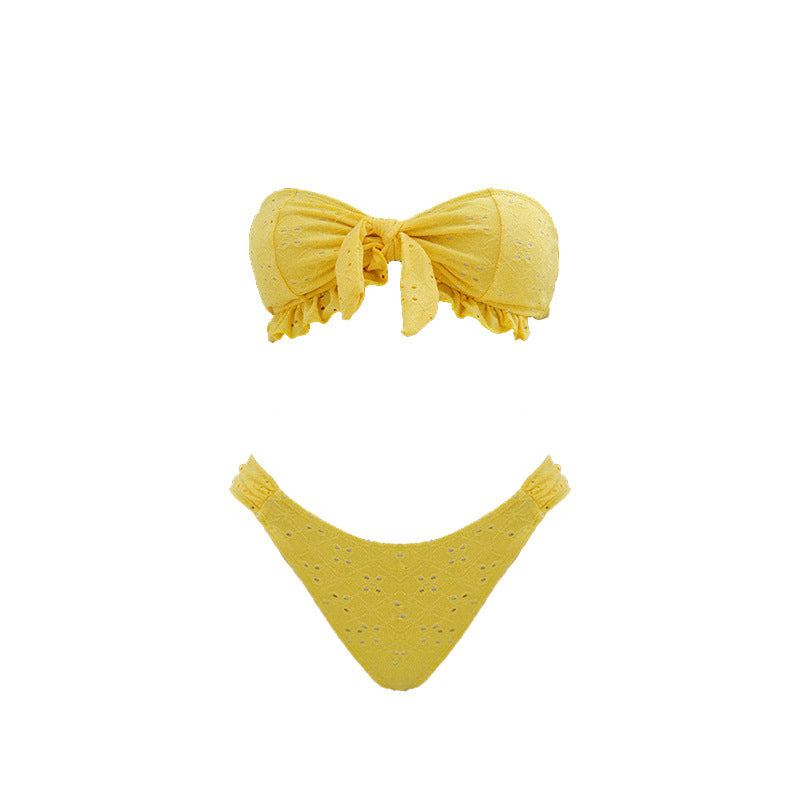 Women's bandeau bikini with playful ruffle design StylebySassy