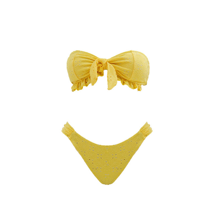 Women's bandeau bikini with playful ruffle design StylebySassy