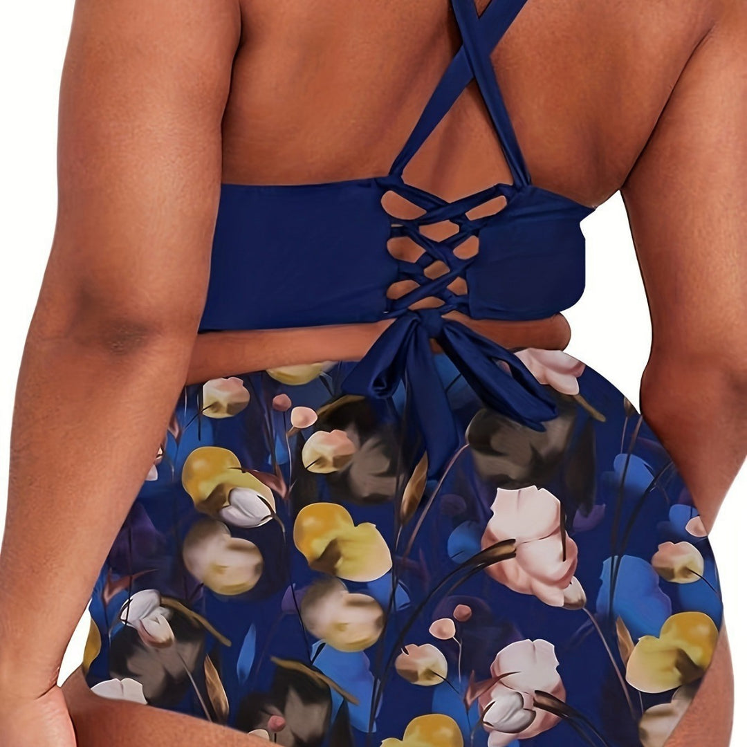 Women's Two-Piece Swim Outfit with Casual Wrap Skirt StylebySassy