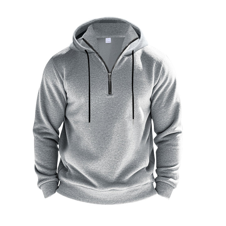 Men's hoodie with short zipper, double-layer hood and drawstring StylebySassy